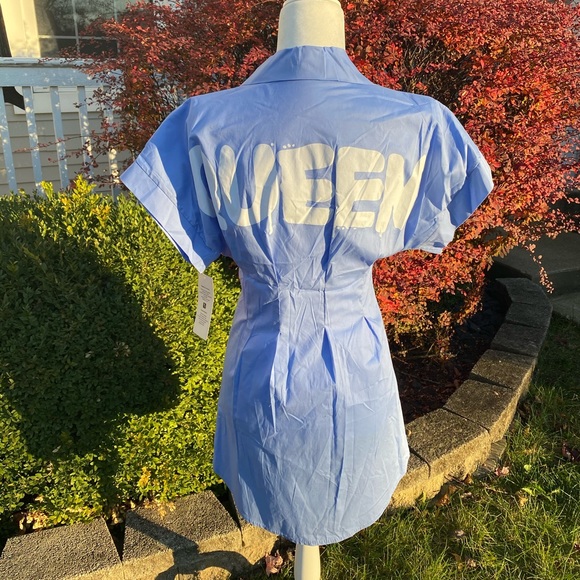 Queen Short Sleeve Oversized Mini Shirt Dress - Picture 7 of 8